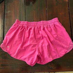 Pink 3” Lululemon shorts with liner